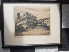 acquaforte Perugia Palazzo dei Priori Ernesto Havas prima metà '900 ?