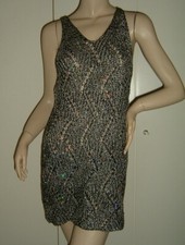 ABITO VESTITO TUBINO MAGLIA NERO AVORIO CON PAILLETTES SEXY LEGGI LE MISURE