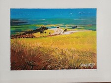 Quadro acrilico su tavola Andrea Vaccaro, Lontananze di Borgogna, Anno 2000