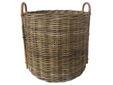 cesto vimini porta legna cm Ø 60 x H 55/65 intreccio in robusto giunco