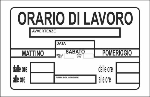 Cartello segnaletico orari - -,