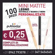 100 MINI MATITE PERSONALIZZATE STAMPA AD 1 COLORE