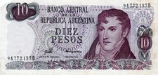 Banconota Argentina P300 10 Pesos 1976
