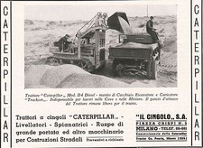 PUBBLICITA' 1940 TRATTORE CINGOLI CATERPILLAR MOD. D4  MINIERE CAVE ESCAVATORE
