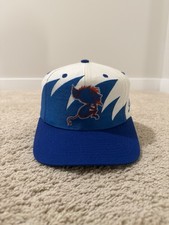 Raro cappello snapback vintage anni 90 DePaul Blue Demons denti di squalo logo atletica