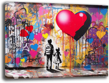 Quadro Moderno CUORE Bambini Banksy Street Art Quadri Moderni Soggiorno Da Paret