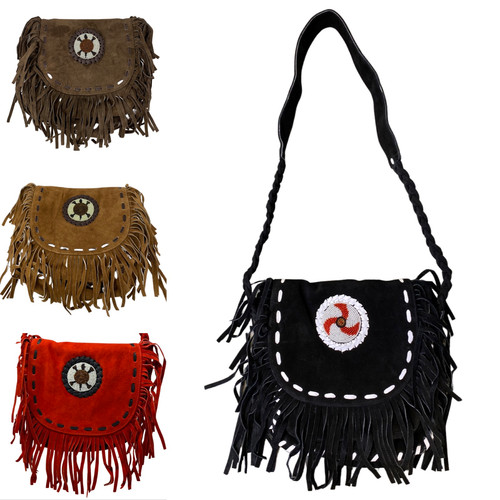 Borsa pelle con - con, frange