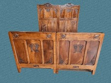 LETTO MATRIMONIALE IN NOCE COMPLETO EPOCA XX SECOLO LIBERTY RESTAURATO