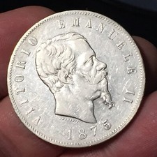 VITTORIO EMANUELE II (1861-1878) 5 Lire 1872 Milano ARGENTO '900