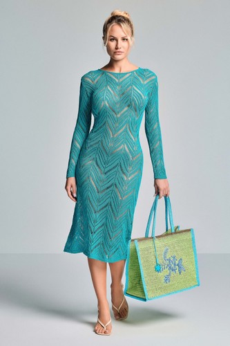 Abito crochet turchese maglia - abito,
