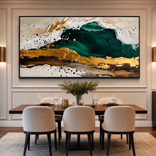Quadro astratto oro verde