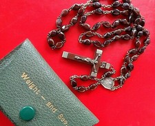 Rosario Di Vetro Con Crocifisso Vintage Attraente In Agata Marrone Con Sacchetto