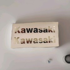 adesivi Moto - 2 adesivi Kawasaki Argento Specchiato  Stickers Kawasaki 12x1,8cm