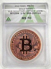 2012 Crypto Physical Bit Coin MJB metalli monetari autenticata da ANACS MS-70