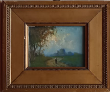 Giovanni Colmo (1867 - 1947) Old Quadro Dipinto Olio Su Cartoncino con Cornice
