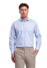 Camicia Uomo Regular 100% Cotone NO STIRO Twill INGRAM 68909 BIANCO-AZZURRO