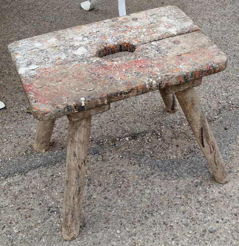 Vecchio sgabello shabby - vecchio,