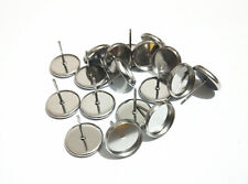 10pz Perno orecchini con castone acciaio inox 13x12mm (interno 10mm) bijoux 