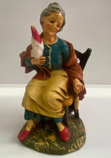 STATUINA PRESEPE IN CARTAPESTA "VECCHIA CHE FILA" serie H. cm.30 Ditta FONTANINI