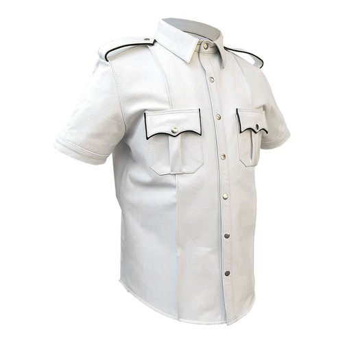 Camicia uomo bianca - camicia, pelle