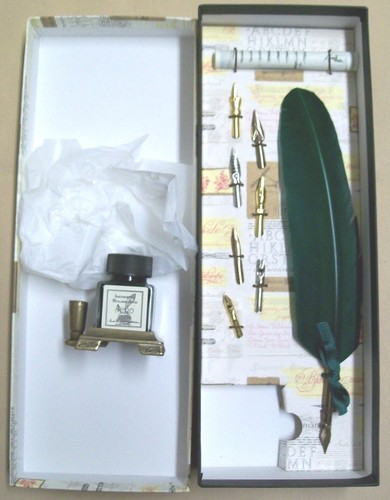Penna verde piuma inchiostro - penna,