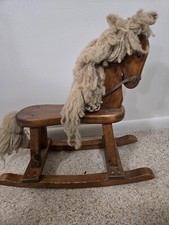 VINTAGE SOLID WOOD LEATHER EARS ROCKING HORSE - Woods of America 1983  24x24" 