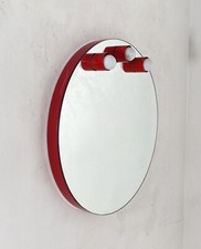 SPECCHIO  ROTONDO FERRO LACCATO ROSSO ANNI 70 SPECCHIERA DESIGN BAGNO MIRROR