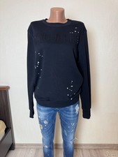 Felpa DSQUARED2 Paint Splatter nera bianca oversize taglia L