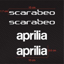Kit 4 Adesivi Scarabeo Aprilia 50cc Prespaziati Compatibili Casco Scooter