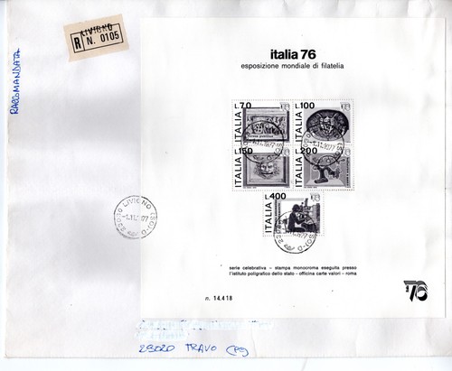 Italia foglietto usato per - '76,