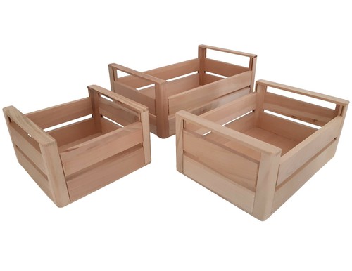 Cassette legno 3pz cestini - legno,