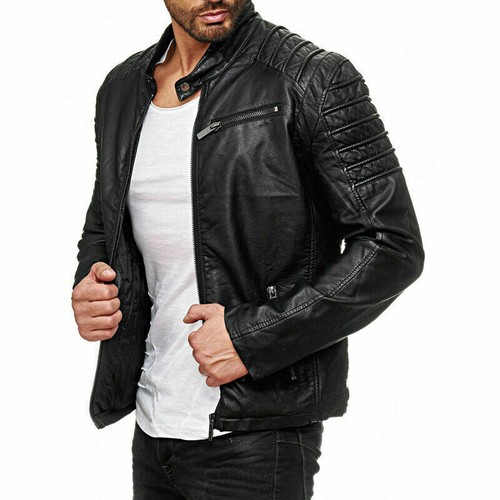 Giacca pelle biker uomo - pelle,