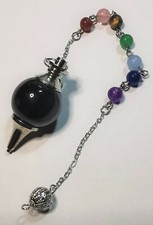 5A. Pendolo Pendolino Sfera Onice Nero per Radiestesia Divinazione Reiki