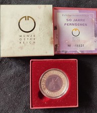 25 euro Austria 2005 argento e niobio proof fondo specchio televisione austriaca