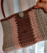 Borsa Borsetta Da Donna Ragazza All'uncinetto Multicolore In Cotone 30x20x10 Cm 