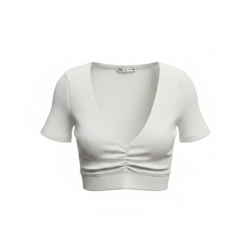 Zara crop top donna - , bianco