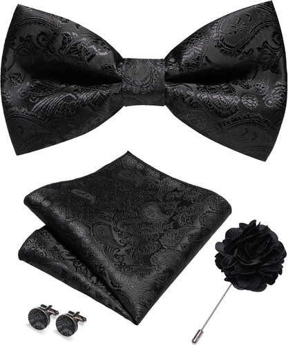 Paisley nero cravatta - paisley, fiocco