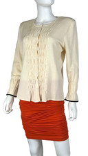 Maglione cardigan lana maglia panna Oscar de la Renta 12 US 48 IT L passerella originale