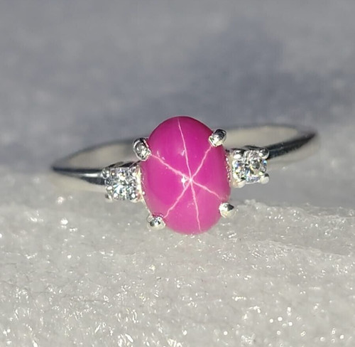 Anello zaffiro stella rosa