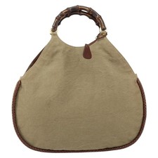 Gucci borsa vintage bambù hobo tela beige tela autentica