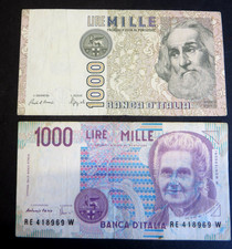 N° 2 BANCONOTE LIRE 1000 -