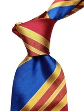 Tino Cosma Luxury Tie Vintage Silk Striped Pattern Blue Gold Red Perfect 9,5 Cm 