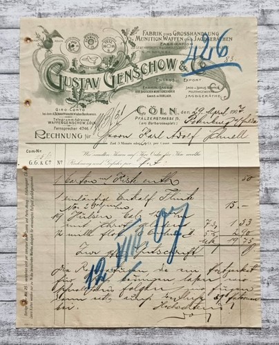 1907 fattura genschov caccia - genschov,