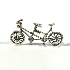 miniatura bici tandem argento massiccio vintage, figurina italiana marcata