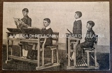 CARTOLINA PUBBLICITARIA LAVORAZIONE LEGNO Banchi scuola - ANNO 1921 - fp VG