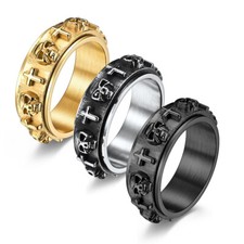 Anello girevole teschio croce