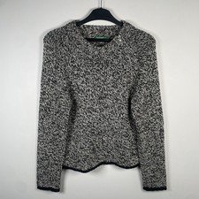 Maglione girocollo United Colors Of Benetton zip parziale bianco nero donna taglia M