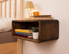 Comodino Sospeso Colore Noce Comodini In Legno Mensola Per Comodino Comodino