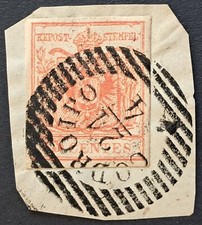 [FASILMBVEN0021] LOMB.VENETO 1854 [S.20] 15c rosso vermiglio USATO Δ CODROIPO