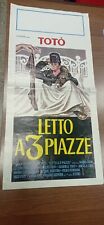 Locandina film LETTO A TRE PIAZZE Totò De Filippo Steno 1970 riedizione Simeoni